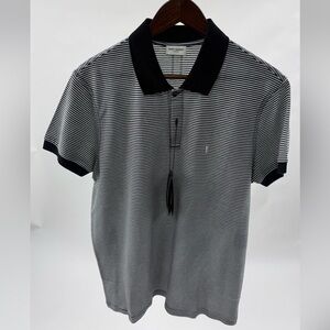 Saint Laurent Monochrome Striped Polo Shirt
